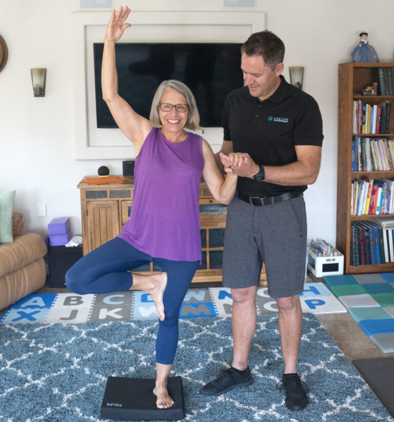 Karl Burris with Live Life Physiotherapy provides mobile physical therapy to a Santee resident.